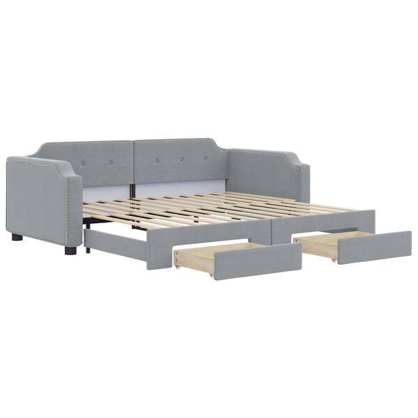 vidaXL Sofá-cama c/ gavetão e gavetas 100x200 cm tecido cinzento-claro