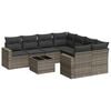 vidaXL 9 pcs conjunto sof&aacute;s p/ jardim com almofad&otilde;es vime PE cinzento