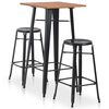vidaXL 3 pcs conjunto de bar em a&ccedil;o preto