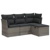 vidaXL 4 pcs conjunto sof&aacute;s de jardim c/ almofad&otilde;es vime PE cinzento