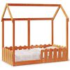vidaXL Cama infantil formato casa 70x140 cm pinho maci&ccedil;o castanho-mel