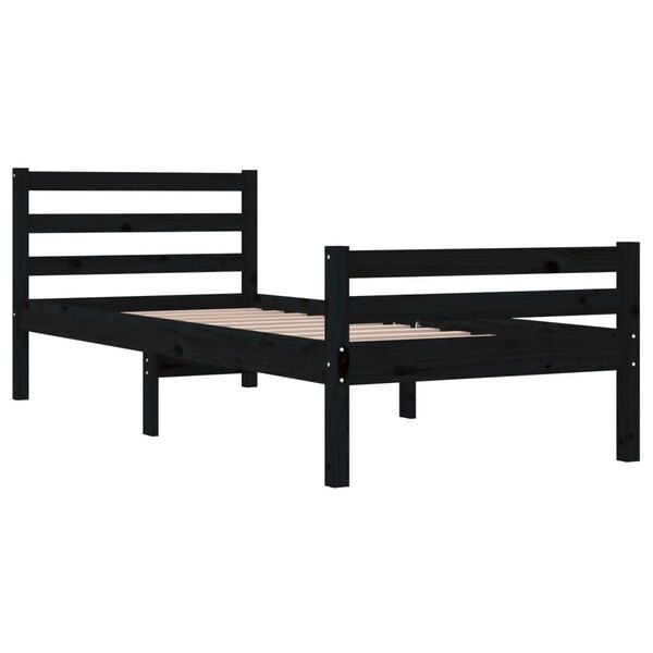 vidaXL Estrutura de cama 100x200 cm madeira maciça preto