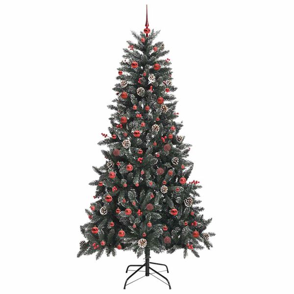 vidaXL &Aacute;rvore de Natal Artificial Verde 210 cm PVC, Pl&aacute;stico e A&ccedil;o