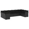 vidaXL 10 pcs conjunto sof&aacute;s de jardim c/ almofad&otilde;es vime PE preto