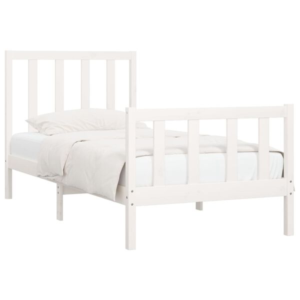vidaXL Estrutura de cama 100x200 cm madeira maci&ccedil;a branco
