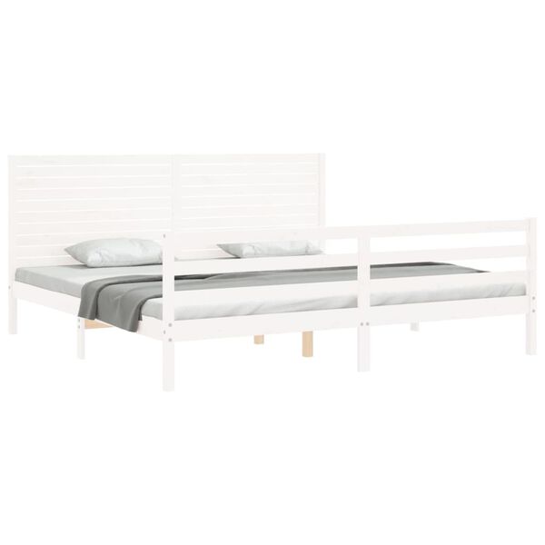 vidaXL Estrutura cama Super King Size c/ cabeceira madeira branco