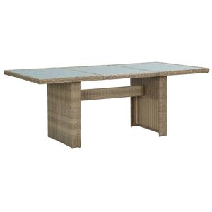 vidaXL Mesa de jantar jardim 200x100x74 cm vidro e vime PE castanho