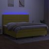 vidaXL Cama box spring c/ colch&atilde;o e LED 200x200 cm tecido verde