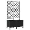 vidaXL Vaso de Jardim com Treli&ccedil;a e Rodas 2 unid. Preto PP