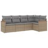 vidaXL 5 pcs conj. sof&aacute;s jardim c/ almofad&otilde;es vime PE bege misturado