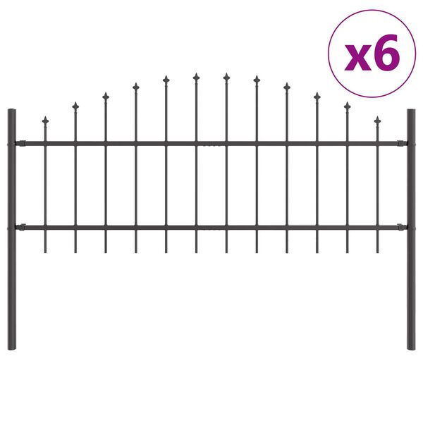 vidaXL Cerca para Jardim 6 pcs Cinzeto 170 x 140 cm A&ccedil;o revestido a p&oacute;