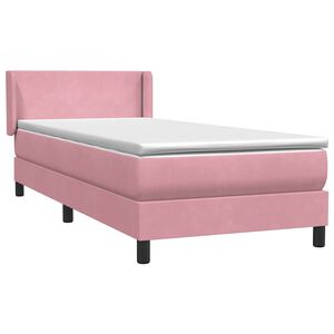 vidaXL Cama com molas/colch&atilde;o rosa 90x220 cm veludo