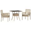 vidaXL Conjunto de Jantar para Jardim 3 unid. Bege vime PE