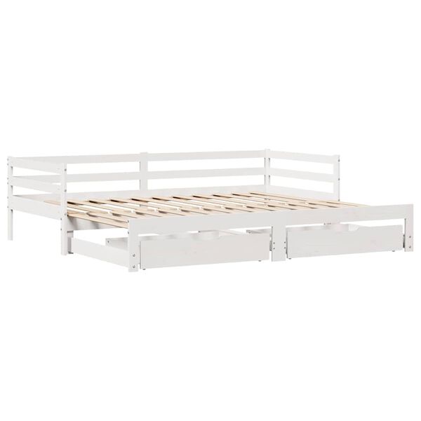vidaXL Sof&aacute;-cama com gavet&atilde;o e gavetas sem colch&atilde;o 90x190 cm branco