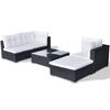 vidaXL 5 pcs conjunto lounge de jardim c/ almofadões vime PE preto