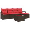 vidaXL Conjunto de Sof&aacute;s 6 unid. Marrom e Vermelho vime PE
