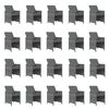 vidaXL 21 pcs conjunto jantar p/ jardim c/ almofad&otilde;es vime PE cinzento
