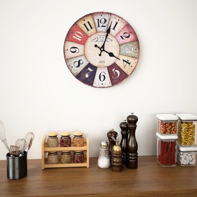 vidaXL Relógio de parede vintage colorido 30 cm
