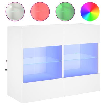 vidaXL Móvel de parede para TV com luzes LED 78,5x30x60,5 cm branco