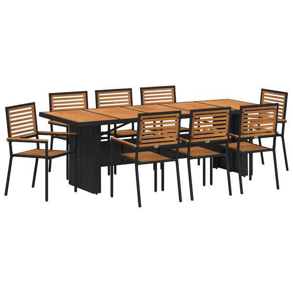 vidaXL Conjunto de Jantar para Jardim 9 pcs Preto e Marrom vime PE