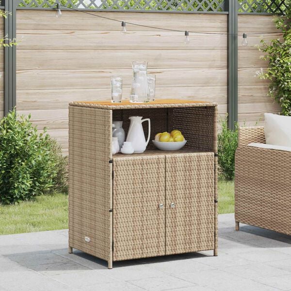 vidaXL Arm&aacute;rio com porta Bege 70 x 50 x 87 cm Poli&eacute;ster e Rattan Roly