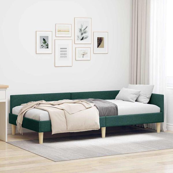 vidaXL Estrutura de Cama de Canto Verde Escuro 80 x 200 cm tecido