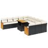 vidaXL 11 pcs conjunto sof&aacute;s de jardim c/ almofad&otilde;es vime PE preto