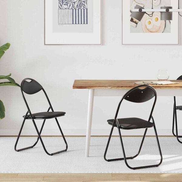 vidaXL Cadeira Dobr&aacute;vel 2 pcs Preto 48 x 43,5 x 81 cm Couro Sint&eacute;tico