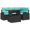 vidaXL Conjunto de Sof&aacute; de Jardim 5 unid. Preto Rattan Sint&eacute;tico