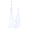 vidaXL Conj. cones decorativos c/ LEDs azuis acr&iacute;lico 30/45/60 cm