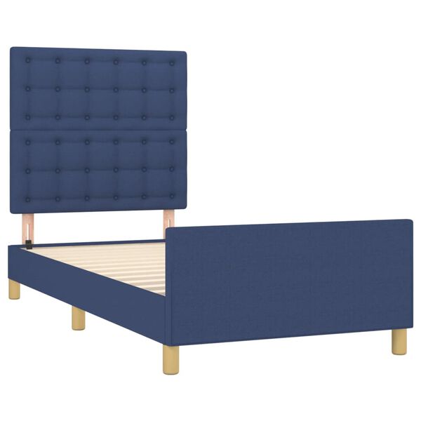 vidaXL Estrutura de cama sem colch&atilde;o 100x200 cm tecido azul