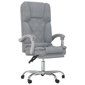 vidaXL Cadeira massagens escrit&oacute;rio reclin&aacute;vel tecido cinzento-claro