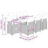 vidaXL 9 pcs conjunto bistr&ocirc; de jardim c/ almofad&otilde;es vime PE cinzento