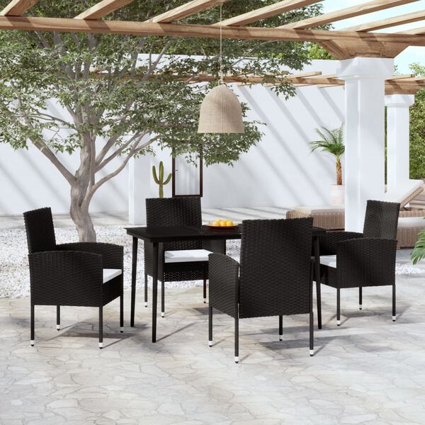 vidaXL 5 pcs Conjunto de jantar para jardim preto