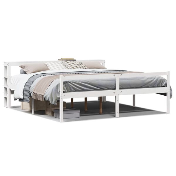vidaXL Cama para idosos com cabeceira 180x200 cm pinho maci&ccedil;o branco