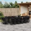 vidaXL 15 pcs conjunto de jantar p/jardim com almofad&otilde;es vime PE preto