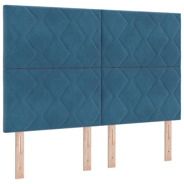 vidaXL Cama Box com colch&atilde;o Azul Escuro 160 x 200 cm tecido
