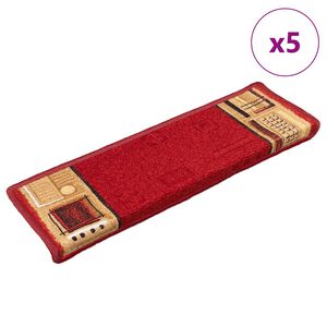 vidaXL Tapetes de escadas adesivos 5 pcs 65x21x4 cm vermelho