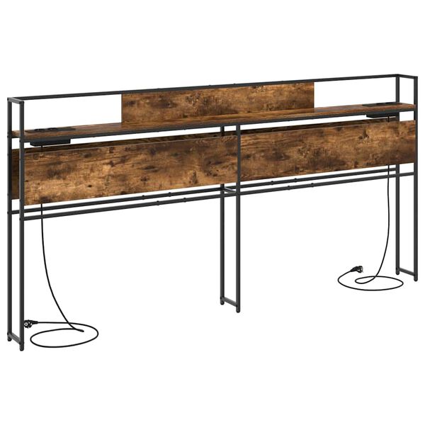 vidaXL Cabeceira de armazenamento com cabeceira Carvalho fumado 200 cm