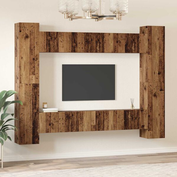 vidaXL Conjunto de m&oacute;vel de TV 10 pcs Madeira antiga 30.5 x 30 x 90 cm