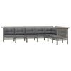 vidaXL 7 pcs conjunto lounge de jardim c/ almofad&otilde;es vime PE cinzento
