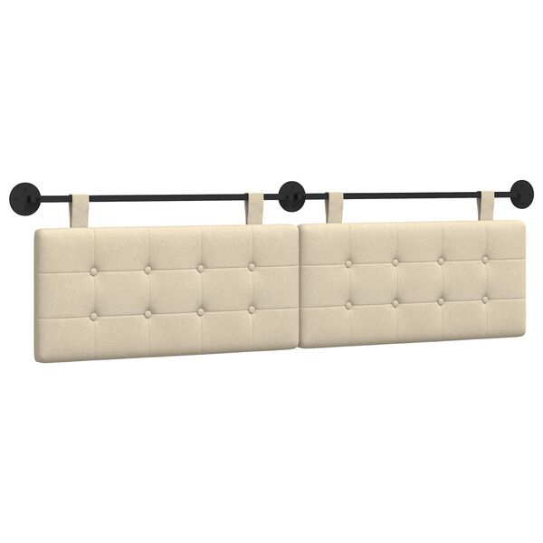 vidaXL Cabeceira Suspensa Creme 190 x 55 x 5 cm tecido