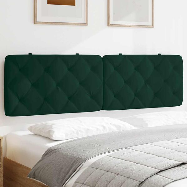 vidaXL Almofad&atilde;o de cabeceira 180 cm veludo verde-escuro