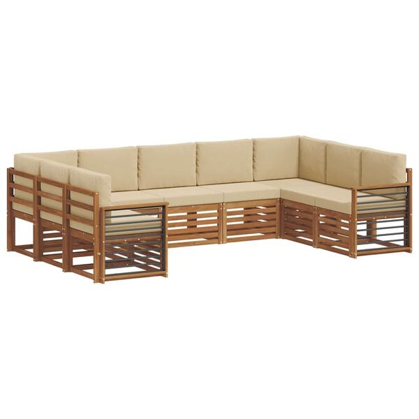 vidaXL Conjunto de Sof&aacute; Sectional com almofada 9 pcs Natural e Bege