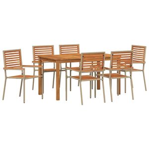 vidaXL Conjunto de Jantar para Jardim 7 unid. Bege