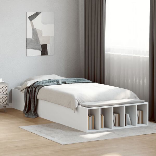 vidaXL Estrutura de cama 90x200 cm derivados de madeira branco