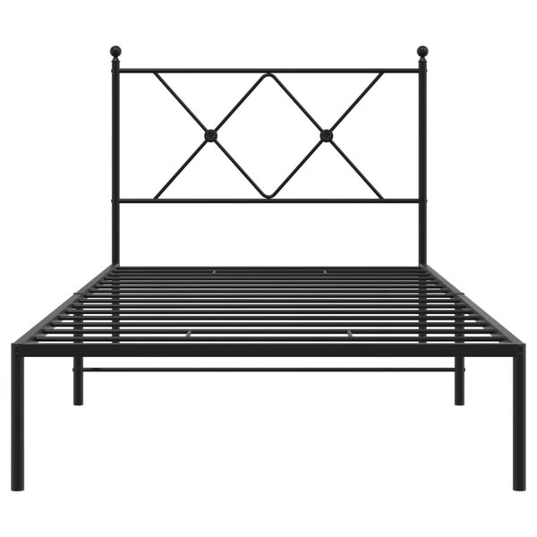 vidaXL Estrutura de cama com cabeceira 90x200 cm metal preto