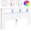 vidaXL Cabeceira cama c/ LEDs 180x18,5x103,5 cm deriv. madeira branco