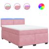 vidaXL Cama com molas/colch&atilde;o 140x190 cm veludo rosa