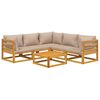 vidaXL 6pcs conj. lounge jardim madeira c/almofad&otilde;es cinza-acastanhado